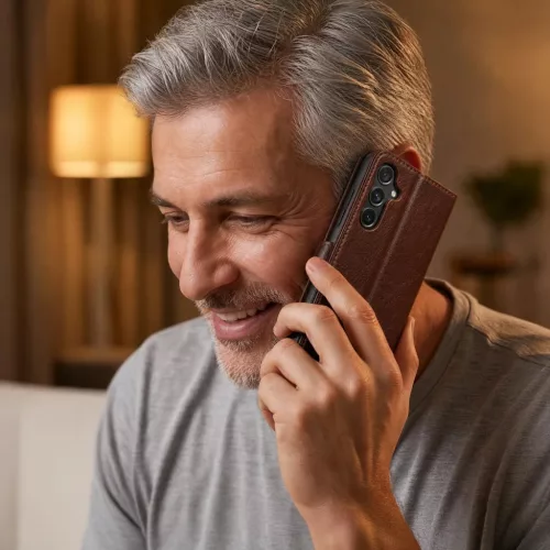 Honor Magic 8 Lite Smart Luxe bőr tok barna tok-5908067002508 8 kép