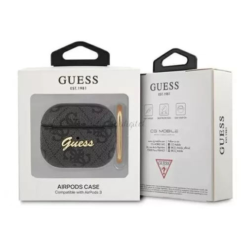 Airpods 3 Guess 4G Script pro PC/PU tok szürke (GUA34GSMK)-3666339009717 4 kép