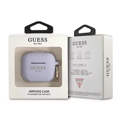 Guess GUA3SGGEU Silicone Glitter AirPods 3 tok lila-3666339010317 3 kép