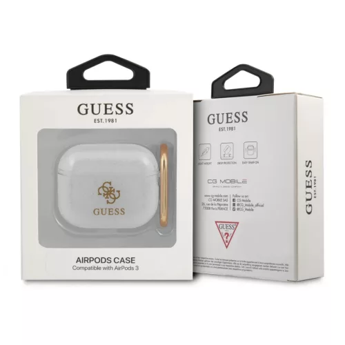 Guess GUA3UCG4GT 4G TPU Glitter AirPods 3 tok átlátszó-3666339009922 3 kép