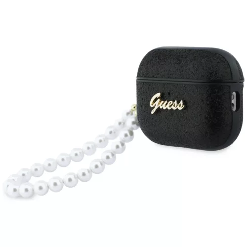 Apple AirPods Pro 3 Guess Glitter Pearl Szíjas tok fekete-3666339574710 3 kép