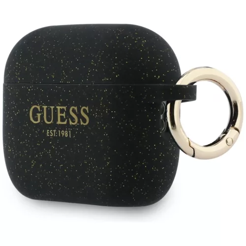 Apple AirPods Pro 3 Guess Szilikon Csillogó Gyűrű tok fekete-3666339577452 3 kép