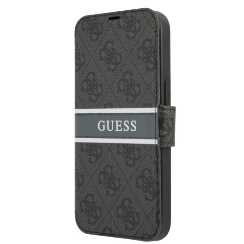 iPhone 13 mini Guess PU 4G Printed Stripe fliptok szürke (GUBKP13S4GD-3666339032081 8 kép