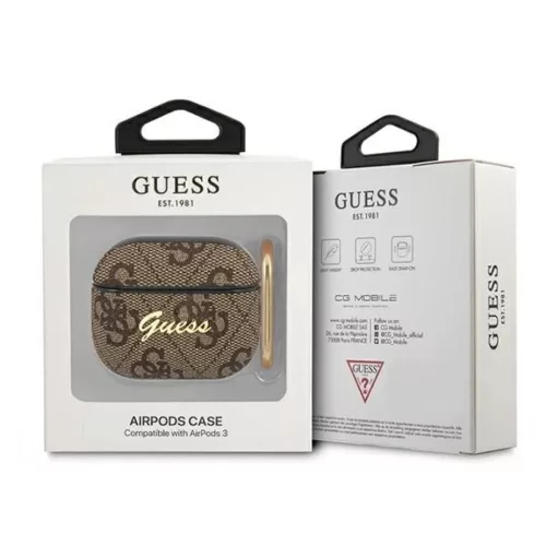 Guess GUA34GSMW AirPods 3 tok barna 4G Script Metal Kollekció-3666339009748 3 kép