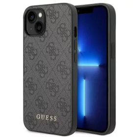   Guess GUHCP14SG4GFGR iPhone 14 6,1" szürke hard tok 4G Metal Gold Logo tok