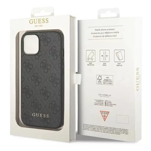 Guess GUHCP14SG4GFGR iPhone 14 6,1" szürke hard tok 4G Metal Gold Log-3666339094034 8 kép