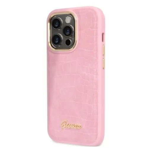Guess Croco Collection tok iPhone 14 Pro - rózsaszín-3666339082949 2 kép