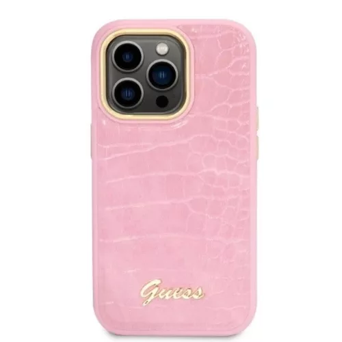 Guess Croco Collection tok iPhone 14 Pro - rózsaszín-3666339082949 3 kép