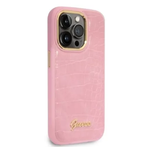 Guess Croco Collection tok iPhone 14 Pro - rózsaszín-3666339082949 4 kép