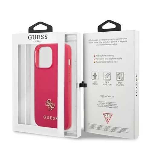 Guess Saffiano 4G Small Metal Logo tok iPhone 13 Pro rózsaszín-3666339047986 8 kép