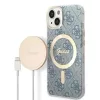 Guess GUBPP14MH4EACSB tok+ töltő iPhone 14 Plus 6.7" kék/kék kemény tok 4G Print MagSafe