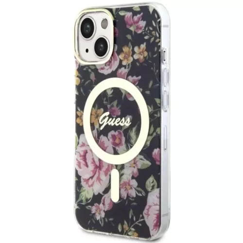 Guess Flower MagSafe tok iPhone 14-hez - fekete-3666339115517 2 kép