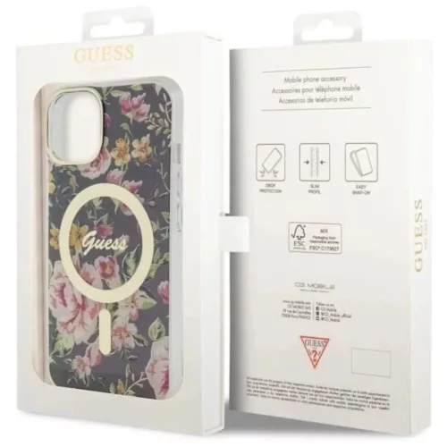 Guess Flower MagSafe tok iPhone 14-hez - fekete-3666339115517 8 kép