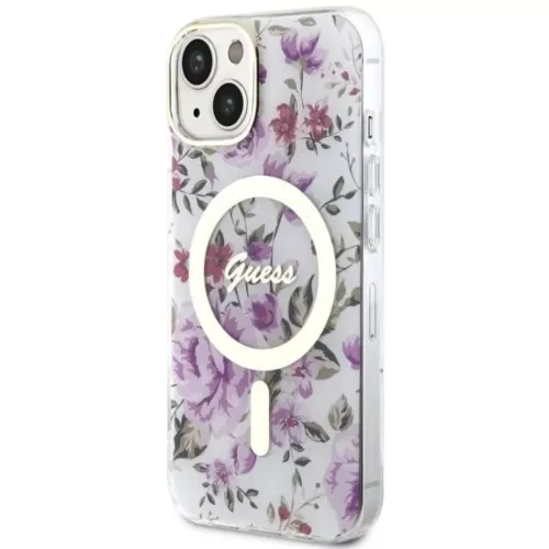 Guess Flower MagSafe tok iPhone 14 - átlátszó-3666339115630 2 kép