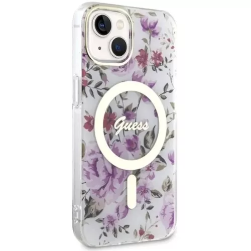 Guess Flower MagSafe tok iPhone 14 - átlátszó-3666339115630 4 kép