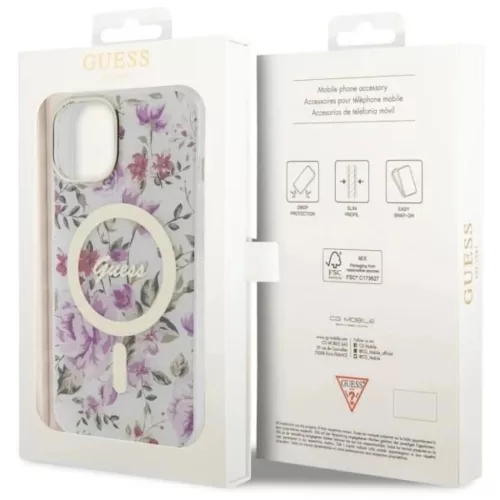 Guess Flower MagSafe tok iPhone 14 - átlátszó-3666339115630 8 kép