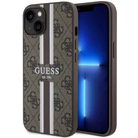   Guess GUHMP14SP4RPSW iPhone 14 6.1" barna/barna keménytok 4G Printed Stripes MagSafe tok