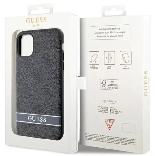 Guess GUHCN61P4SNK iPhone 11 szürke/szürke keménytok 4G Stripe tok-3666339170103 8 kép