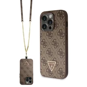  Guess GUHCP14LP4TDSCPW tok iPhone 14 Pro - barna Crossbody 4G Metal Logo