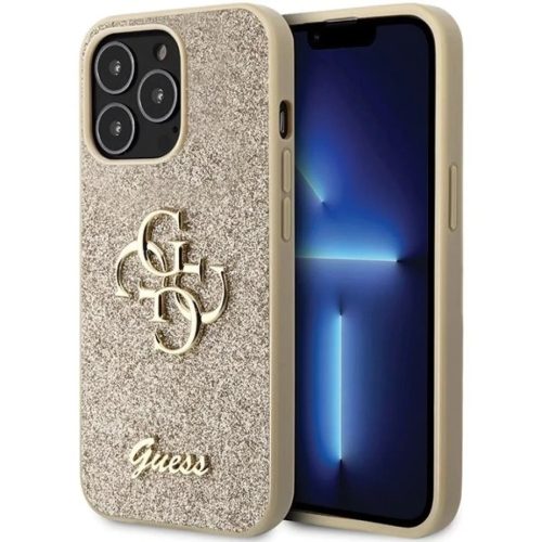 Guess GUHCP13XHG4SGD tok iPhone 13 Pro Max 6.7"-hez - arany Glitter Script Big 4G