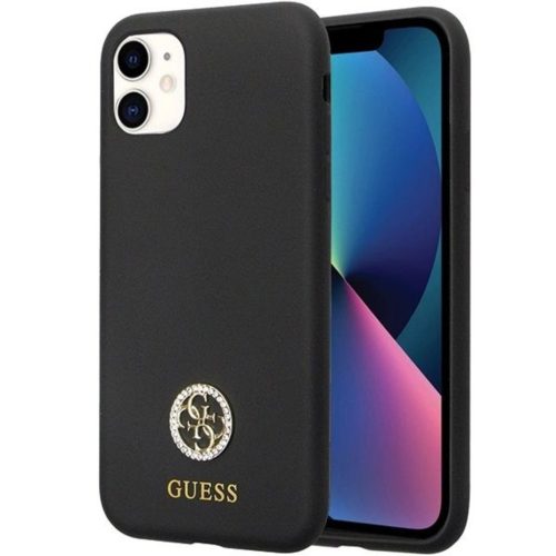 Guess GUHCN614DGPK tok iPhone 11 - Fekete Szilikon Logó Strassz 4G-3666339148386 8 kép