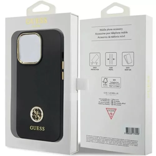 Guess GUHCP13LM4DGPK tok iPhone 13 Pro - fekete Szilikon Logó Strass -3666339148423 8 kép