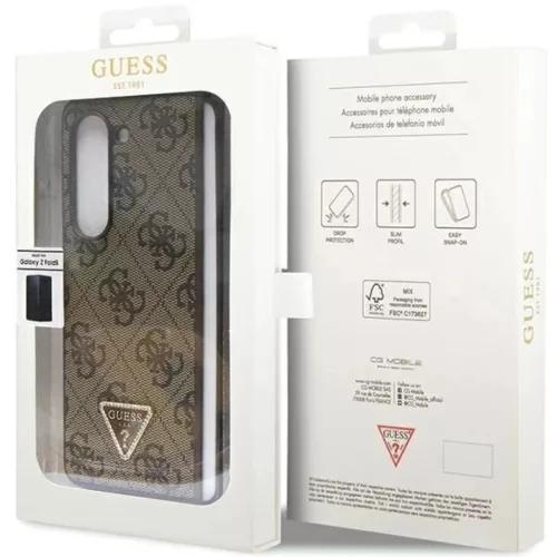 Guess Leather 4G Triangle Strass tok Samsung Galaxy Z Fold 5 - barna-3666339173920 7 kép