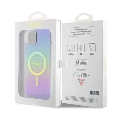 Guess IML Iridescent MagSafe tok iPhone 15 Plus - lila tok-3666339154790 8 kép