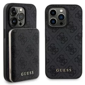   Guess 4G Metal Logo Case Set iPhone 14 Pro Max tok + 5000mAh MagSafe Powerbank - Fekete