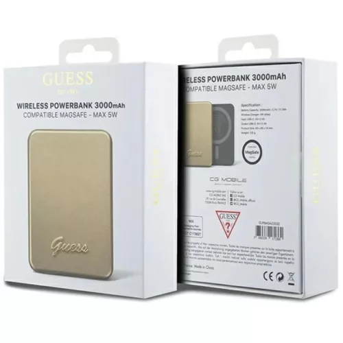 Guess MagSafe Metal Script Logo indukciós powerbank 5W 3000mAh - aran-3666339171360 5 kép