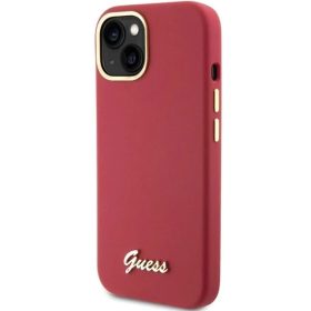 Guess Silicone Script Metal Logo & Frame tok iPhone 15 - piros-3666339149048 2 kép