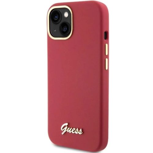 Guess Silicone Script Metal Logo & Frame tok iPhone 15 - piros-3666339149048 2 kép