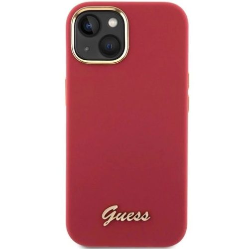 Guess Silicone Script Metal Logo & Frame tok iPhone 15 - piros-3666339149048 3 kép