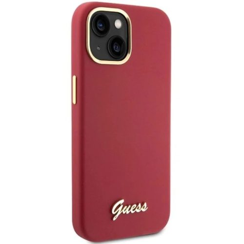 Guess Silicone Script Metal Logo & Frame tok iPhone 15 - piros-3666339149048 4 kép