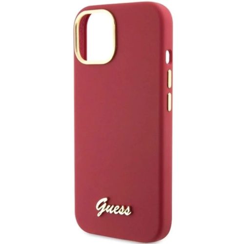 Guess Silicone Script Metal Logo & Frame tok iPhone 15 - piros-3666339149048 6 kép