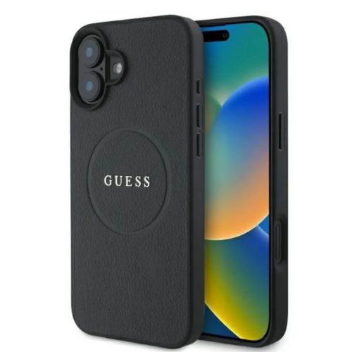 Guess Grained Gold Ring MagSafe tok iPhone 16 - fekete-3666339303501 1 kép
