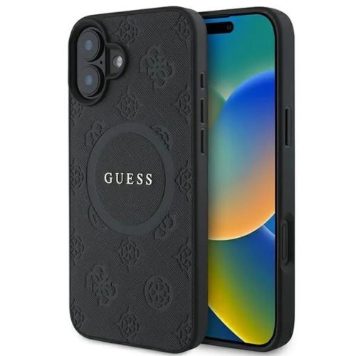 Guess Saffiano Peony Classic Logo MagSafe tok iPhone 16 - fekete-3666339327798 1 kép