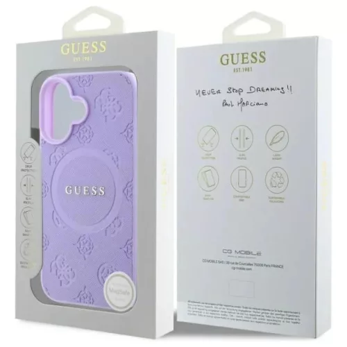  Apple iPhone 16 Plus 6.7" Lila/Lila Guess Saffiano Peony Classic Logo-3666339328252 8 kép