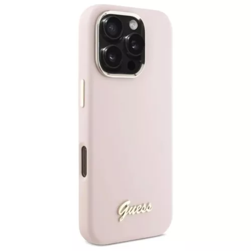  iPhone 16 Pro 6.3" pink/pink Guess GUHCP16LSMBSLP szilikon tok Script-3666339344276 4 kép