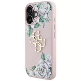  iPhone 16 rózsaszín Guess Grained Roses Big 4G logo tok-3666339427078 2 kép