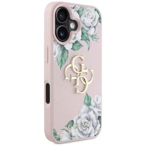  iPhone 16 rózsaszín Guess Grained Roses Big 4G logo tok-3666339427078 4 kép