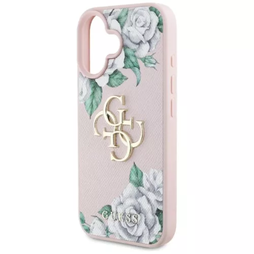  iPhone 16 rózsaszín Guess Grained Roses Big 4G logo tok-3666339427078 6 kép