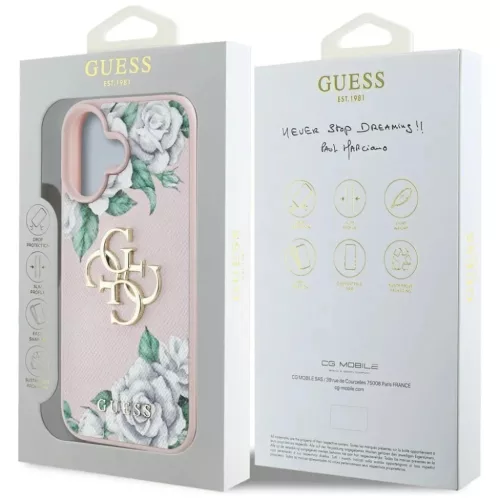  iPhone 16 rózsaszín Guess Grained Roses Big 4G logo tok-3666339427078 8 kép