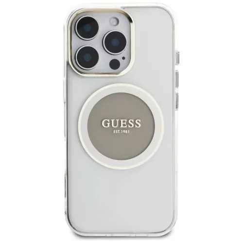  iPhone 16 Pro Szürke Guess IML Fém Színes Kör Classic Logo MagSaf-3666339428747 3 kép