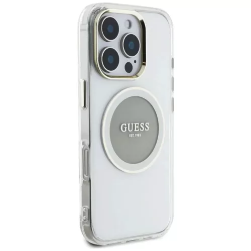  iPhone 16 Pro Szürke Guess IML Fém Színes Kör Classic Logo MagSaf-3666339428747 4 kép