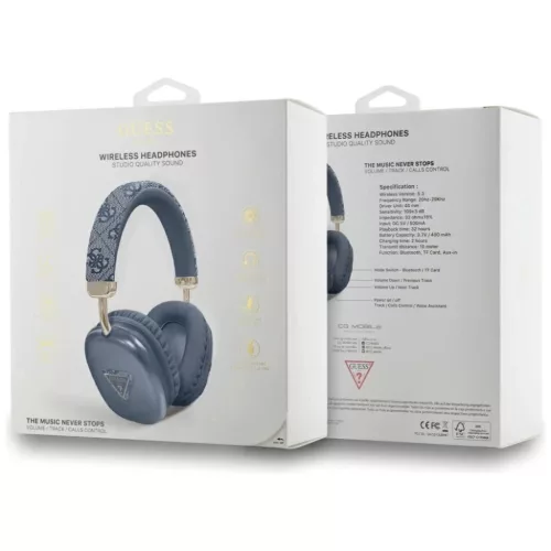 Guess Triangle Logo 4G Bluetooth Over-Ear Fejhallgató - Kék-3666339239831 4 kép