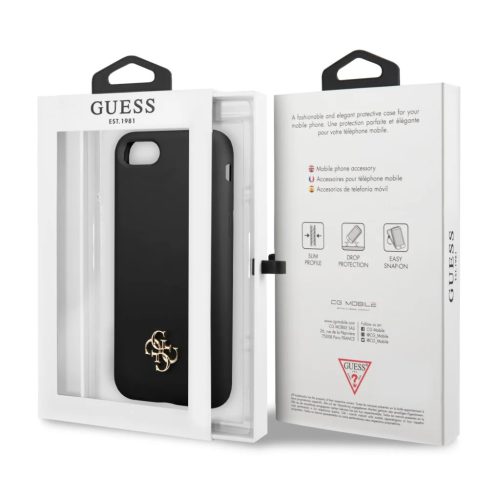 iPhone 7/8/SE 2020/SE 2022 Guess 4G Szilikon Metal Logo tok fekete (GU-3666339050238 3 kép