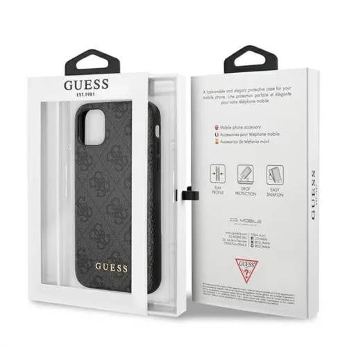 Guess GUHCN61G4GFGR iPhone 11 6,1" szürke tok 4G Metal Gold Logo-3700740493885 8 kép
