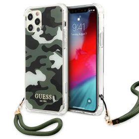   iPhone 12 Pro Max Guess GUHCP12LKSARKA Camo tok pánttal terepmintás khaki