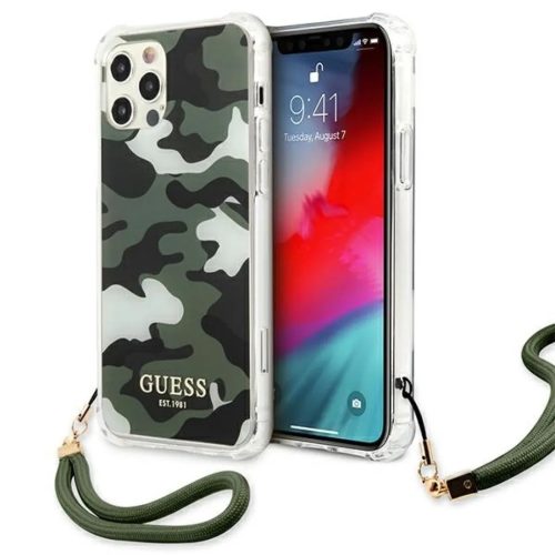 iPhone 12 Pro Max Guess GUHCP12LKSARKA Camo tok pánttal terepmintás -3666339004101 1 kép
